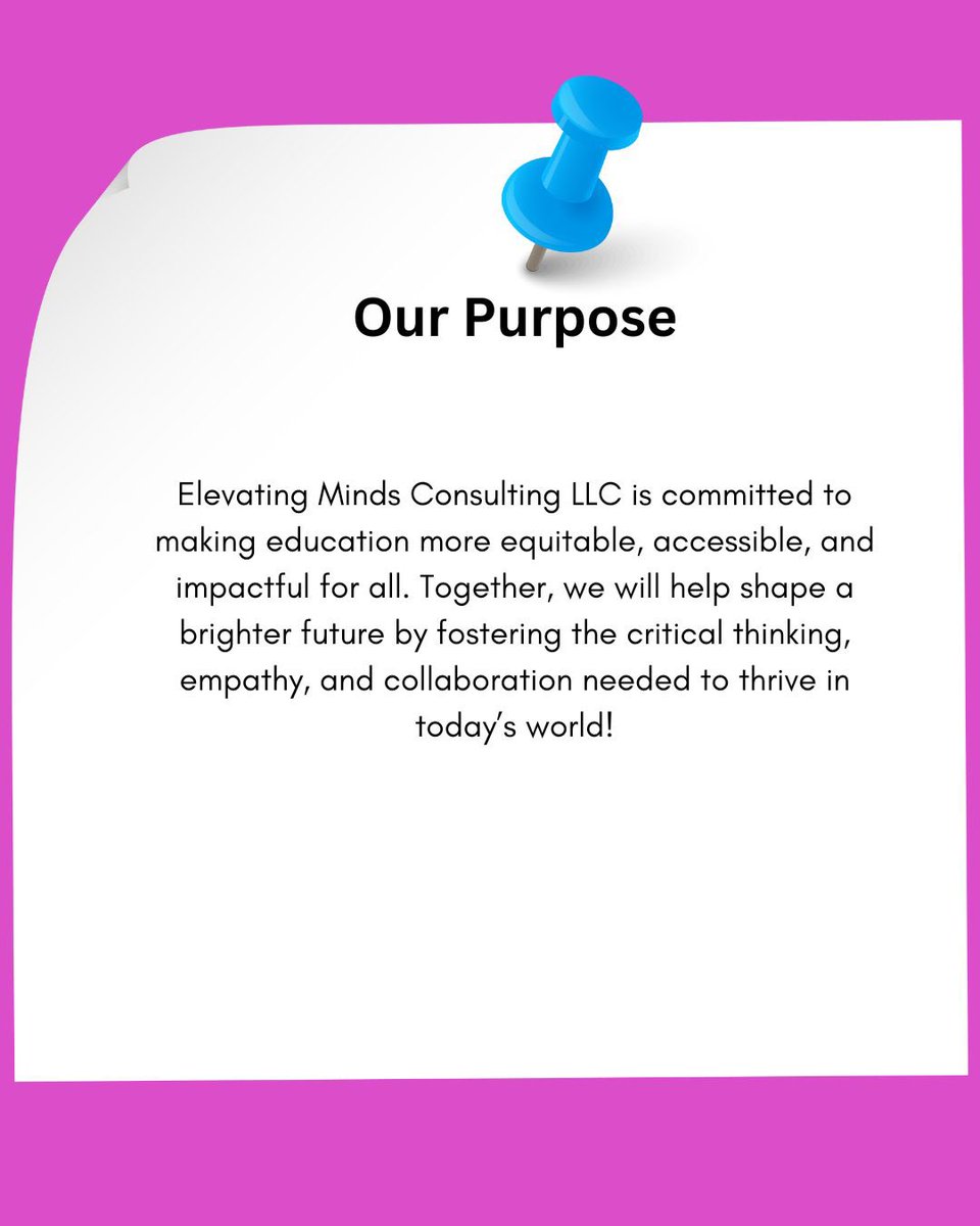 Welcome to Elevating Minds Consulting, LLC! A consulting entity focused on engaging in high-level thinking and collaboration!