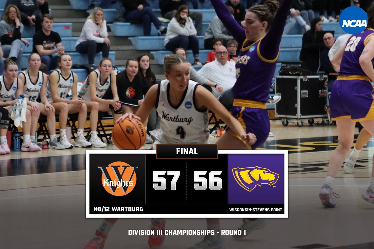 Wartburg Athletics (@wartburgknights) on Twitter photo Division III Championships Round 1 #d3hoops -
Knights Win!! 🔥
No. 8/12 <a href="/WartburgWBBALL/">Wartburg Women’s Basketball</a> 57, UW-Stevens Point 56
Lauren Golinghorst: 14 points
Sara Faber: 10 points, six rebounds, four steals
Jaedon Murphy: 10 points, four assists
Britney Young: Five points and four steals Division III Championships Round 1 #d3hoops -
Knights Win!! 🔥
No. 8/12 <a href="/WartburgWBBALL/">Wartburg Women’s Basketball</a> 57, UW-Stevens Point 56
Lauren Golinghorst: 14 points
Sara Faber: 10 points, six rebounds, four steals
Jaedon Murphy: 10 points, four assists
Britney Young: Five points and four steals