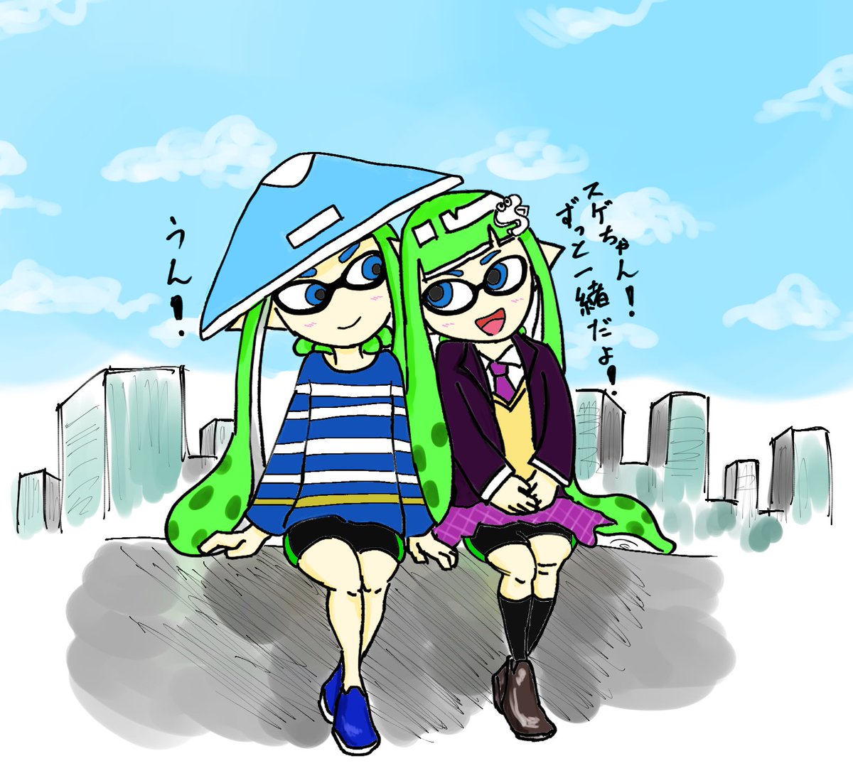 compliance0678's tweet photo. 『スゲちゃんと、ブレザーちゃん』

✍️

#スプラトゥーン　#コロイカ https://t.co/4beSw2xeDu