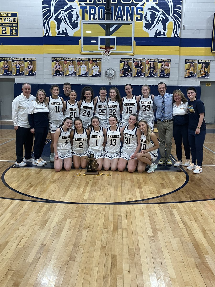 ShrineSports's tweet photo. District Champions! Shrine Girls Basketball �� won 49-44 vs Bishop Foley in the District Finals🏆. Shrine will be at Clawson on Monday at 5:30 in the Regional semifinals. Way to Go Knights! @CHSL1926 @MIPrepZone @shrine_gbb @CandGSports #ChampionshipCulture #ShrinePride https://t.co/CjPFnnfUWO