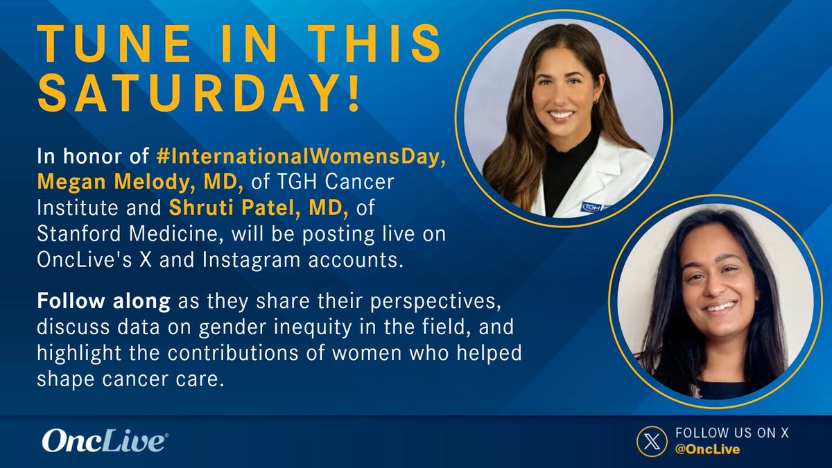OncLive.com (@onclive) on Twitter photo 🚨 Takeover Alert! 🚨 This #InternationalWomensDay, we're handing over the mic to 2 powerhouse female oncologists: <a href="/heMEGirl_MD/">Megan Melody MD, MS</a> and <a href="/ShrutiPatelMD/">Shruti Patel, MD</a>.
Follow along on X and Instagram as they share their perspectives & celebrate the women driving innovation in cancer care.💜#IWD25 🚨 Takeover Alert! 🚨 This #InternationalWomensDay, we're handing over the mic to 2 powerhouse female oncologists: <a href="/heMEGirl_MD/">Megan Melody MD, MS</a> and <a href="/ShrutiPatelMD/">Shruti Patel, MD</a>.
Follow along on X and Instagram as they share their perspectives & celebrate the women driving innovation in cancer care.💜#IWD25