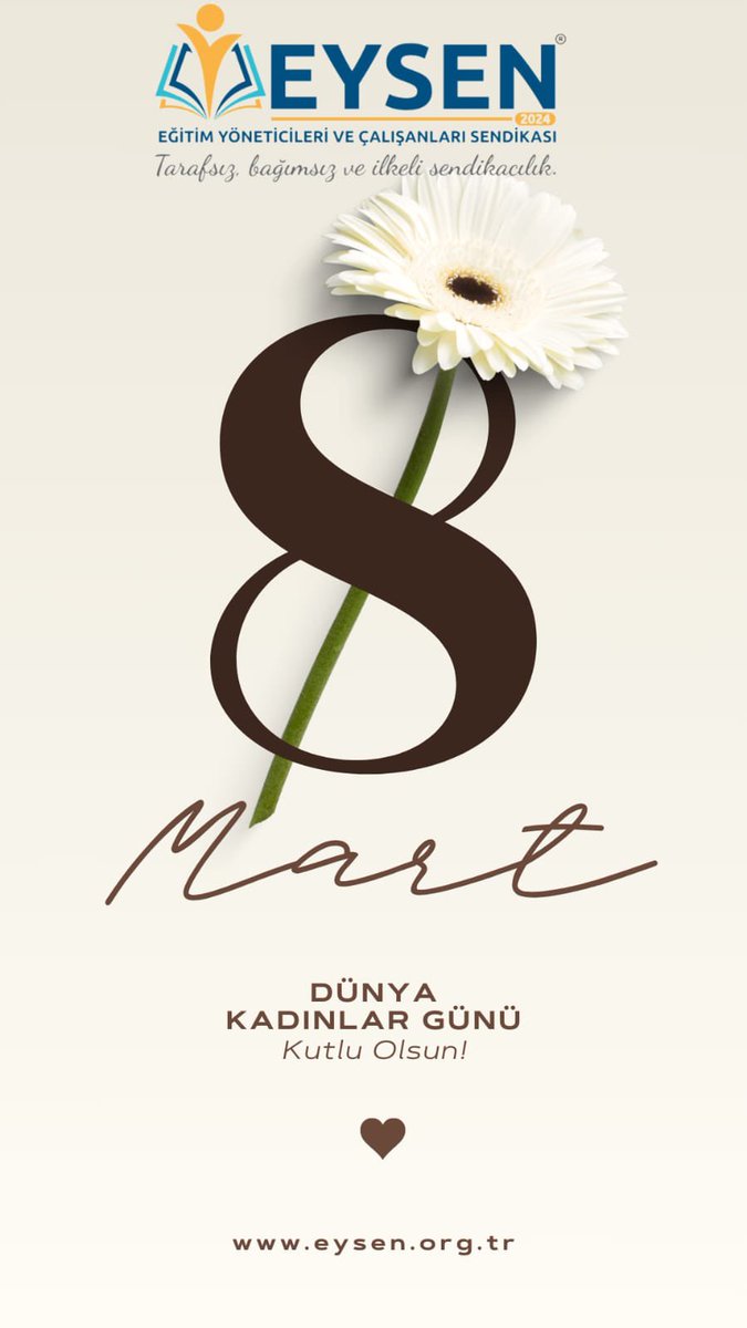 Sevginin, şefkatin ve sabrın örneği olan tüm kadınlarımızın 8 Mart Dünya Kadınlar Günü kutlu olsun. #DünyaKadınlarGünü 
#EYSEN