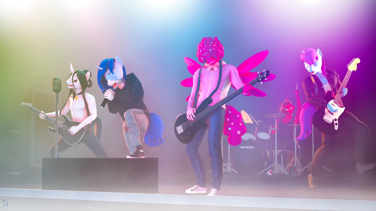 𝙅𝙐𝙈𝙋!

Crystal has assembled a band in his down time with his friends. You'd be surprised how much aggression he packs in himself X)

#mlp #oc #sfw #metal #concert