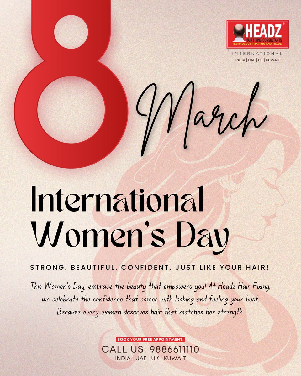 HeadzHairfixing's tweet photo. ��� Happy #WomensDay2025! 💖
Strong. Beautiful. Confident. Just like your hair! 💇‍♀️✨ Celebrate the power and beauty of women today and every day. #ConfidenceInEveryStrand #HeadzHairFixing #CelebrateHer https://t.co/cTUcYqP2fu
