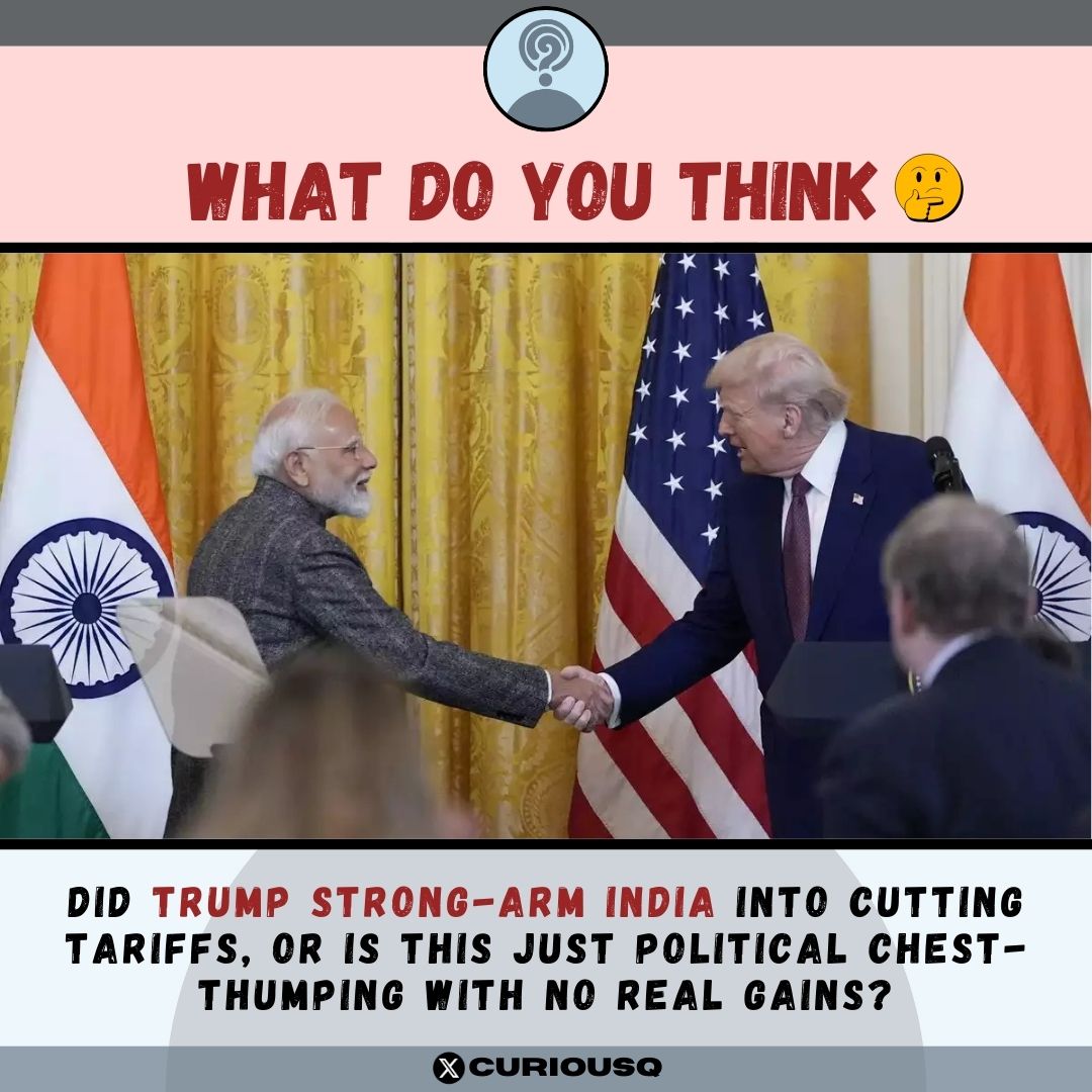 q44731's tweet image. 🇺🇸🔥 Trump says India caved on tariffs — but did India really back down, or is this just another victory lap without proof? 🇮🇳💥
Truth or tactic?

Drop your take! 👇

#TrumpVsIndia #TariffTwist #TradeDrama #Trump #tariffwar #WomensDay #WomenEmpowerment #IWD2025 #WATCH #ElonMusk