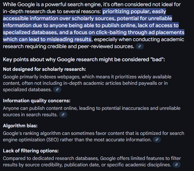 🚨GOOGLE’S AI IS JUST MAKING STUFF UP—AND IT’S GETTING WORSE

First, it told people to eat rocks. Now, it’s inventing CIA family ties. 

Google’s AI Overviews just falsely claimed Mike Benz is the grandson of Cold War spymaster James Jesus Angleton.

The issue? Google’s AI pulls