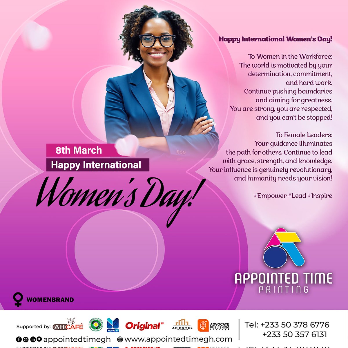 AppointedTimeGh's tweet photo. 🌸 Happy International Women's Day! 🎉

Celebrate the incredible women in your life with a customized printed gift set—because they deserve something special! 💝

📞 Call: 030 280 4462 / 050 378 6776
📱 WhatsApp: +233 50 357 6131
🌐 Visit: https://t.co/bsYcniFwQi

#IWD2025 https://t.co/K7ECkHZpAU