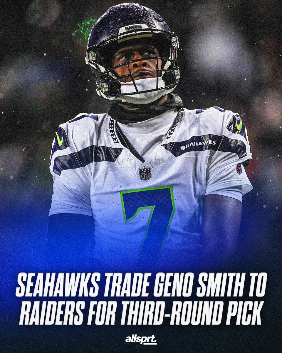 AllSprtCom's tweet image. The Seattle Seahawks have traded Geno Smith to the Las Vegas Raiders for a third-round pick.

#nfl