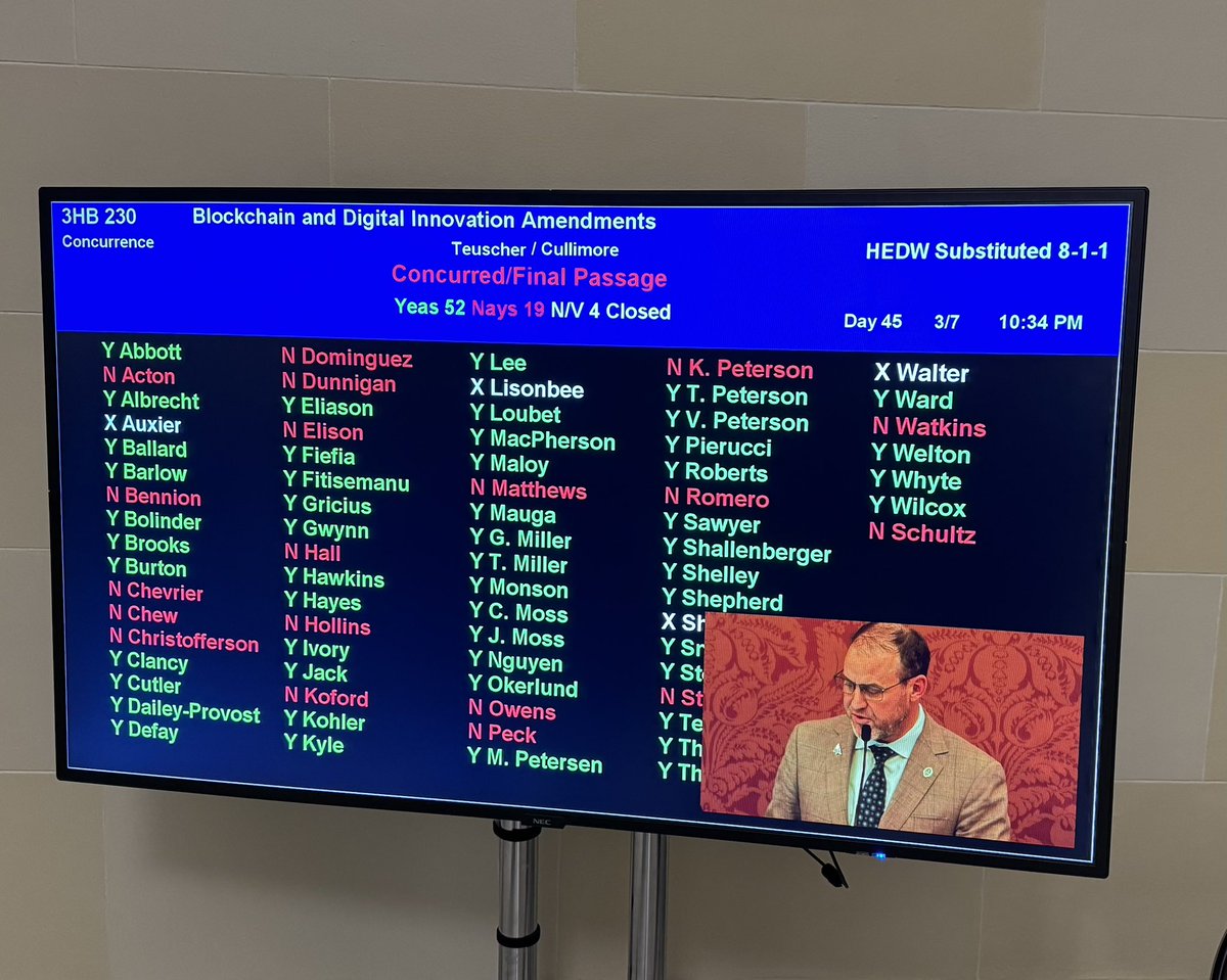 We made progress for the blockchain space in #Utah, but no #SBR as that portion was stripped from the final text.
