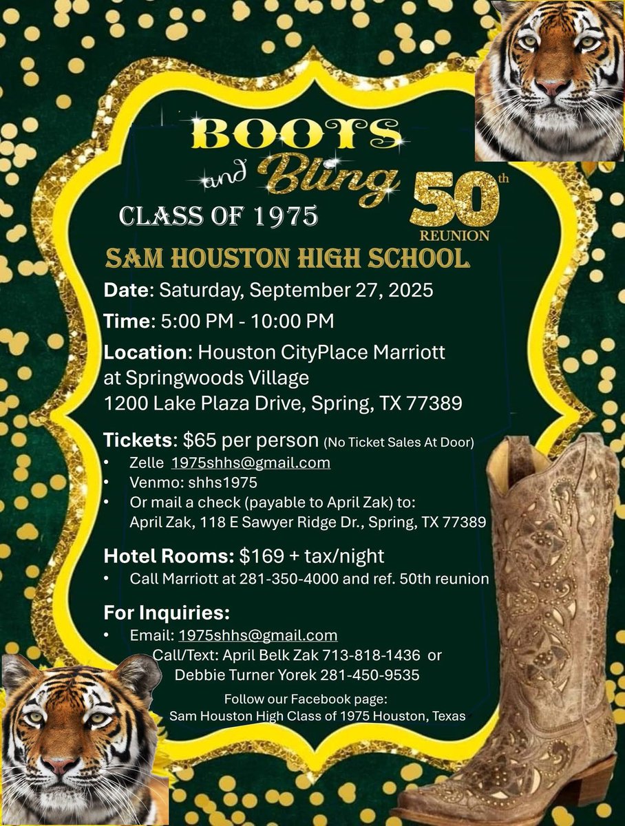 Join me if you are a 1975 Graduate of Sam Houston High School, Houston Texas! It’s gonna be great!