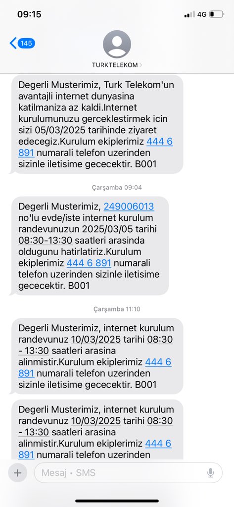toledo_53's tweet photo. @TTDestek 05.03.2025 tarihinden beri her gün kurulum randevusu oluşturuyorum her gün evde bekliyoruz gelen arayan yok gelinmediği halde devamlı tarih daha ileri atılıyor. Lütfen sahadaki ekipleri kurulum için yönlendirin yoksa başka firmalara geçiş yapmak zorunda kalacağım. https://t.co/2RNz4dvM03