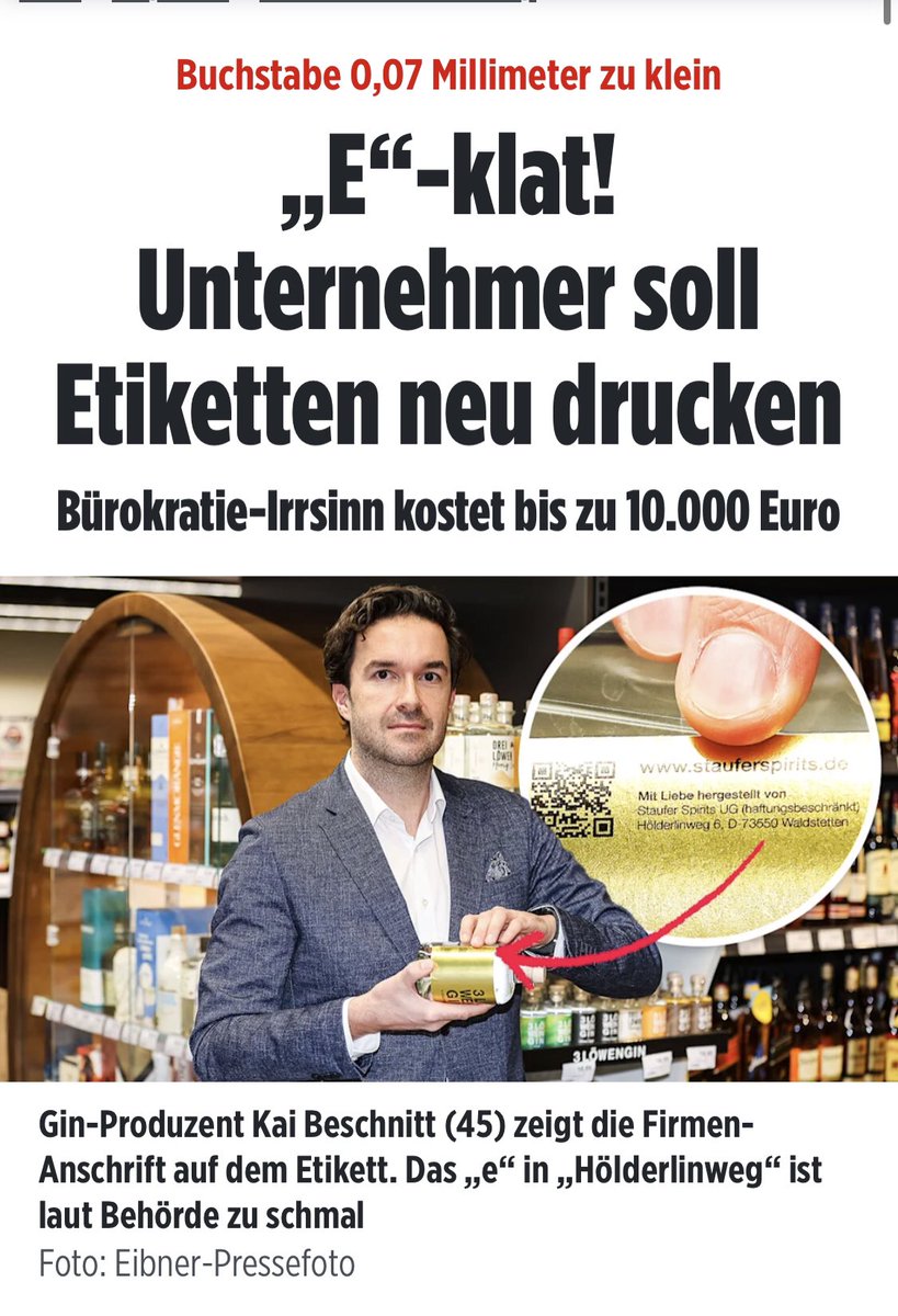 „Dort wird das Produkt, und auch das Etikett, überprüft. Letzteres erfolgte durch Messung mithilfe eines Mikroskops.“

jetzt mal abseits von Afuera Folklore. Warum leisten wir uns so einen Scheiß?