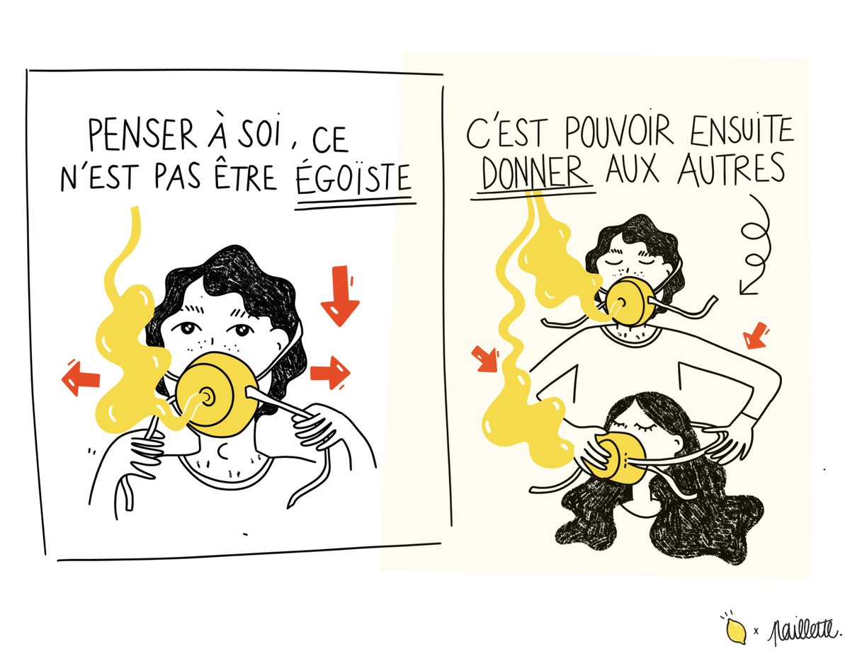 ✈️Dans l'avion, on nous dit de mettre le masque d'abord sur nous avant de le mettre sur les enfants. 

✅Il en est de même concernant la santé mentale. C'est une fausse bonne idée de prendre soin des autres en oubliant de prendre soin de soi.