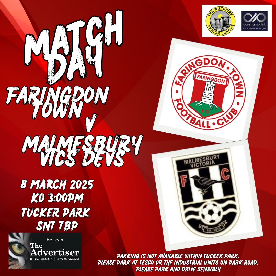 Faringdon Town FC (@faringdontownfc) on Twitter photo MATCH DAY
We welcome <a href="/MalmsVicsMedia/">Malmesbury Victoria Football Club</a> Devs to Tucker Park today.
Kick off is 3.00pm for this crucial <a href="/WiltsLeague/">Wiltshire Senior League</a> relegation six pointer.
We go into game on the back of four games undefeated, with new signing Zac Bruce in the squad.
Free Entry
Clubhouse open 12pm
#comeonthedon MATCH DAY
We welcome <a href="/MalmsVicsMedia/">Malmesbury Victoria Football Club</a> Devs to Tucker Park today.
Kick off is 3.00pm for this crucial <a href="/WiltsLeague/">Wiltshire Senior League</a> relegation six pointer.
We go into game on the back of four games undefeated, with new signing Zac Bruce in the squad.
Free Entry
Clubhouse open 12pm
#comeonthedon