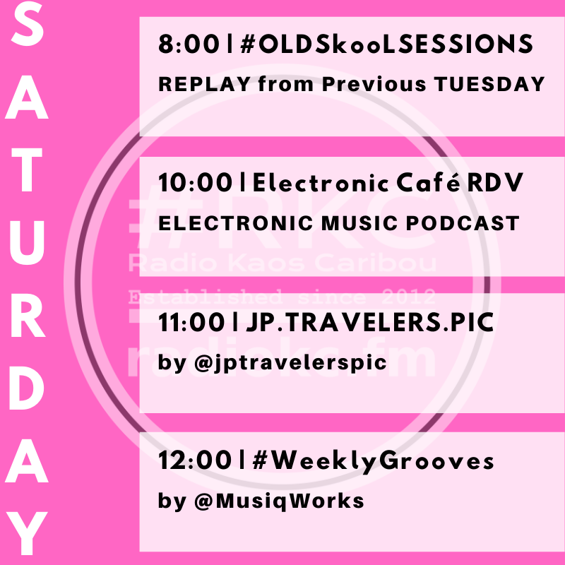 #𝗥𝗞𝗖 (@radiokc) on Twitter photo Time to announce #SATURDAY Morning on #🆁🅺🅲
w/
➡️#DC8090's #OLDSkooLSESSIONS #REPLAY
➡️<a href="/ElecCafe/">Electronic Cafe Rendezvous & Pink Dolphin Music</a>'s #Rendezvous #6 #REPLAY
➡️<a href="/REAG_jp/">REAG.infomation</a>'s 𝗝𝗣.𝗧𝗥𝗔𝗩𝗘𝗟𝗘𝗥𝗦.𝗣𝗜𝗖 #1 #REPLAY
➡️ <a href="/MusiqWorks/">#MusicFanRadio</a>'s #WeeklyGrooves #34 #REPLAY
🆃🆄🅽🅴 📻 radiokc.fm Time to announce #SATURDAY Morning on #🆁🅺🅲
w/
➡️#DC8090's #OLDSkooLSESSIONS #REPLAY
➡️<a href="/ElecCafe/">Electronic Cafe Rendezvous & Pink Dolphin Music</a>'s #Rendezvous #6 #REPLAY
➡️<a href="/REAG_jp/">REAG.infomation</a>'s 𝗝𝗣.𝗧𝗥𝗔𝗩𝗘𝗟𝗘𝗥𝗦.𝗣𝗜𝗖 #1 #REPLAY
➡️ <a href="/MusiqWorks/">#MusicFanRadio</a>'s #WeeklyGrooves #34 #REPLAY
🆃🆄🅽🅴 📻 radiokc.fm