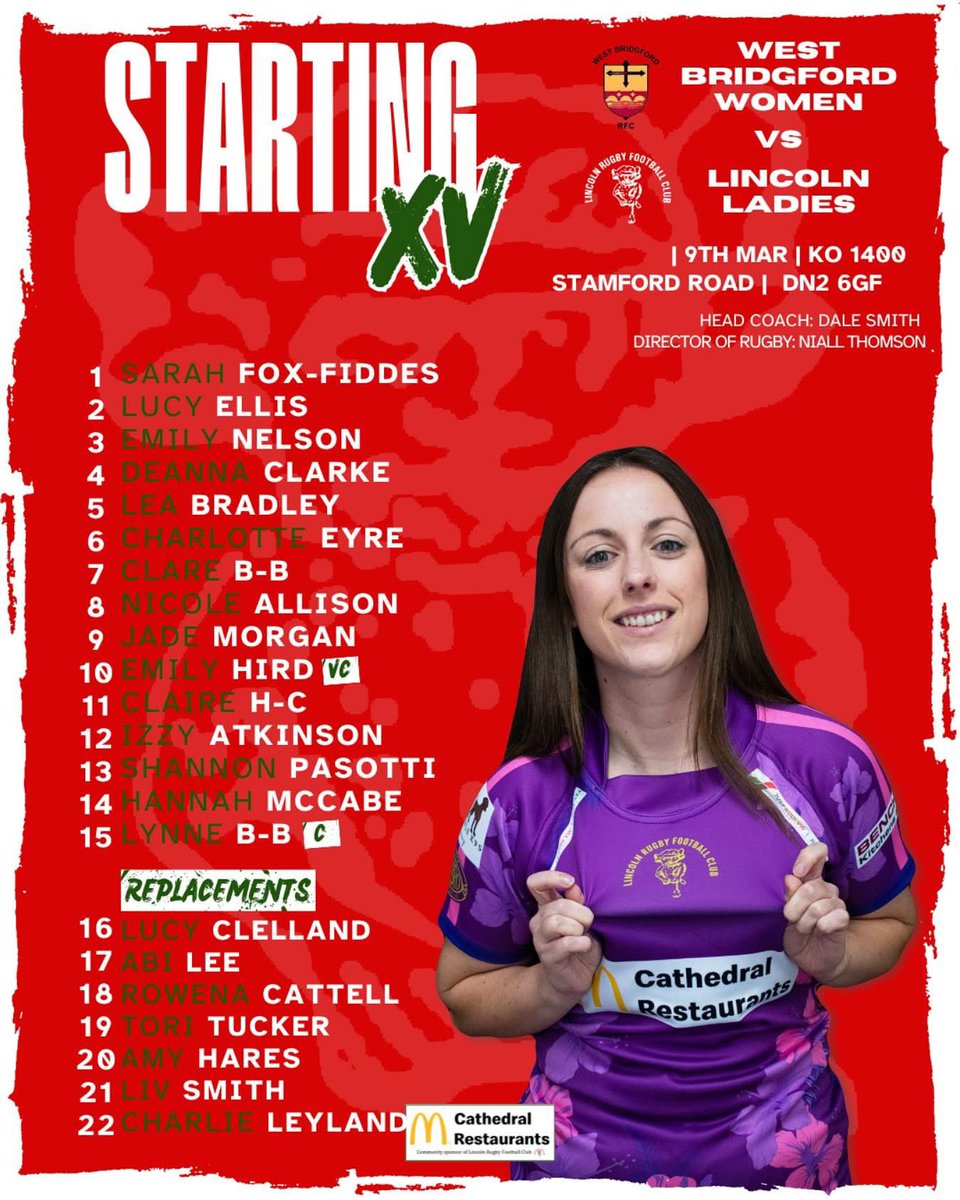 📣SQUAD ANNOUNCEMENT📣
.
LINCOLN LADIES VS WEST BRIDGFORD WOMEN
📍 AWAY - DN2 6GF
⏰ 2PM Kick Off
⛅️ Sunday 9th of March  
.
💚🤍❤
