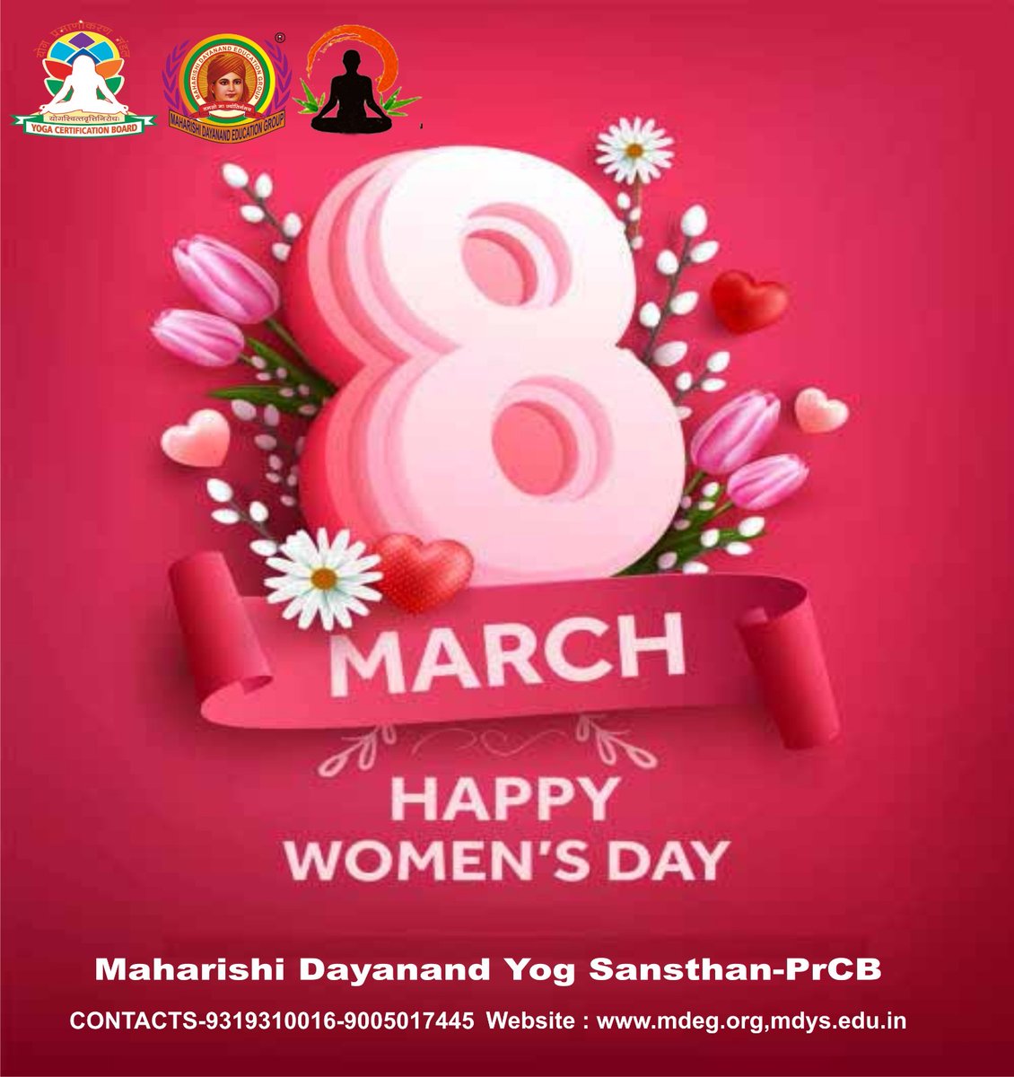 MdegGroup's tweet photo. महर्षि दयानंद एजुकेशन ग्रुप व महर्षि दयानन्द योग संस्थान Yoga certification board, आयुष मंत्रालय की ओर से आप सभी को अंतरराष्ट्रीय महिला दिवस की बधाई! ... https://t.co/R5R57anvqk