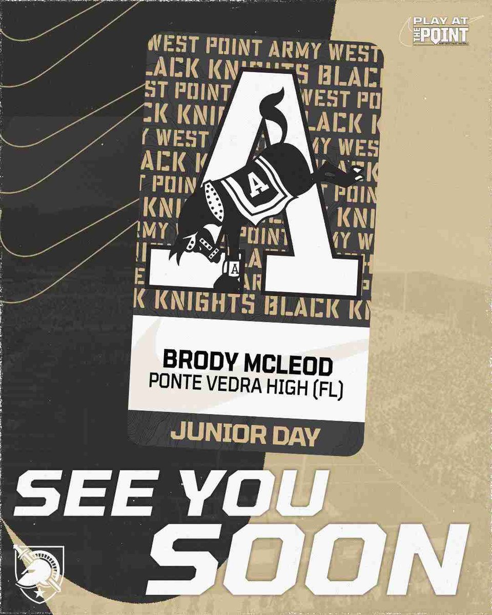 Brody McLeod (@thebrodymcleod) on Twitter photo Excited to be at Army tomorrow for a junior day! <a href="/CoachJeffMonken/">Jeff Monken</a> <a href="/Price13Steve/">Steve Price</a> <a href="/PVSharksFB/">Ponte Vedra Football</a> <a href="/pv_recruiting/">Pv Elite Recruiting</a> <a href="/bhernyscoutguy/">Brian Herny</a> Excited to be at Army tomorrow for a junior day! <a href="/CoachJeffMonken/">Jeff Monken</a> <a href="/Price13Steve/">Steve Price</a> <a href="/PVSharksFB/">Ponte Vedra Football</a> <a href="/pv_recruiting/">Pv Elite Recruiting</a> <a href="/bhernyscoutguy/">Brian Herny</a>