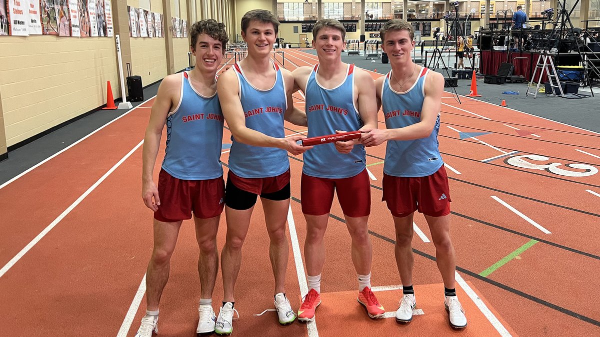 SJUJohnnies's tweet photo. Saint John's distance medley relay broke the school record &amp; senior Max Lelwica leads the 8-man heptathlon at the first day of Wartburg's Last-Chance Meet!

RECAP: https://t.co/PQrahMQ53f

#GoJohnnies #d3tf https://t.co/HIO6CyoK5Z