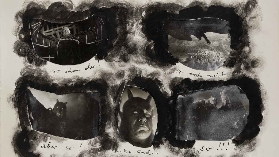 at the Cinématheque française <a href="/cinemathequefr/">La Cinémathèque</a> 

The "Bible" of Murnau's FAUST

A collage-book of photos and drawings gathered by Robert Herlth, one of the film's set designers. Comprised of over 400 images, the "Bible"was given to Murnau at the end of filming, on March 24, 1926.