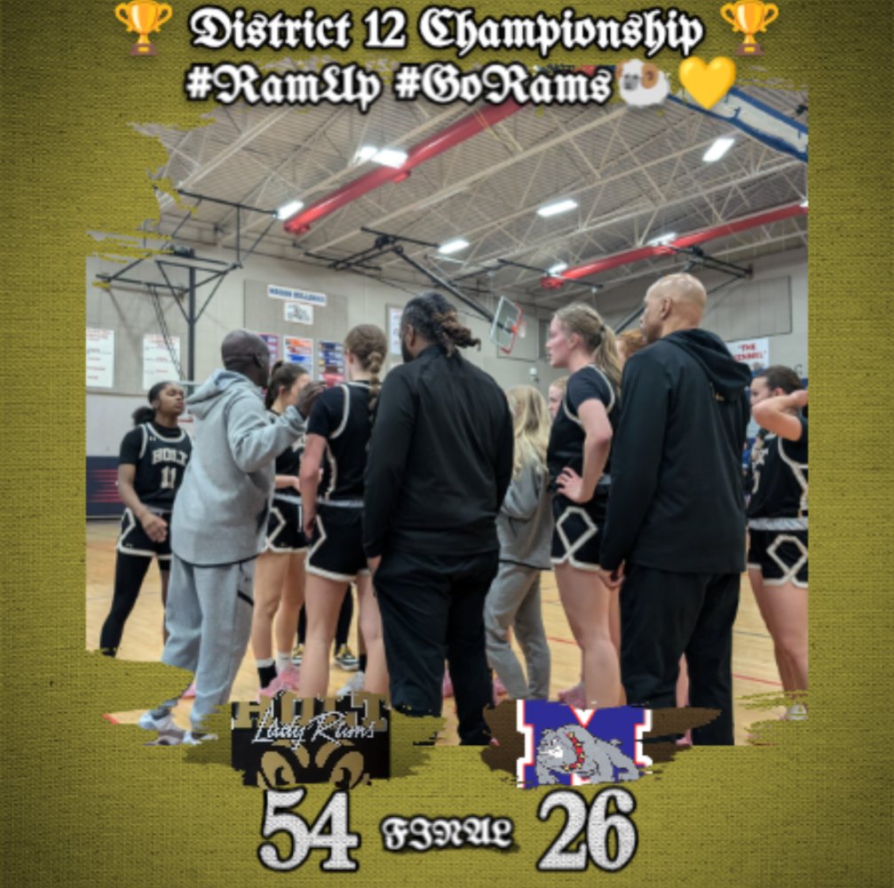 Holt Basketball (@holtramhoops) on Twitter photo Rams use 20-4 3rd qtr to pull away from Mason to win it's 3rd consecutive district title, 4th in last 6 seasons. They will play CAAC Blue champ DeWitt @ Portage Northern Monday 7 PM. <a href="/SheHoops_LIV/">Olivia Gadson</a> led w/ 14, <a href="/gigiball2027/">Grace Gaudard</a> and Genevieve Nagel add 12 pts each. #RamUp #GoRams 🐏💛 Rams use 20-4 3rd qtr to pull away from Mason to win it's 3rd consecutive district title, 4th in last 6 seasons. They will play CAAC Blue champ DeWitt @ Portage Northern Monday 7 PM. <a href="/SheHoops_LIV/">Olivia Gadson</a> led w/ 14, <a href="/gigiball2027/">Grace Gaudard</a> and Genevieve Nagel add 12 pts each. #RamUp #GoRams 🐏💛