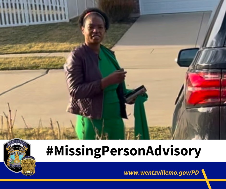 WentzvillePD's tweet photo. #WPDMissing – Chikondi Hickman, 38
WPD has issued a Missing Person Advisory for Chikondi Hickman, last seen March 6. at 4:53 p.m. near Circle K (Peine Rd/Hwy 61), wearing a bright green outfit & dark jacket. Call WPD at (636) 327-5105 with information. Thank you. #WentzvillePD https://t.co/eGfOSiosJH