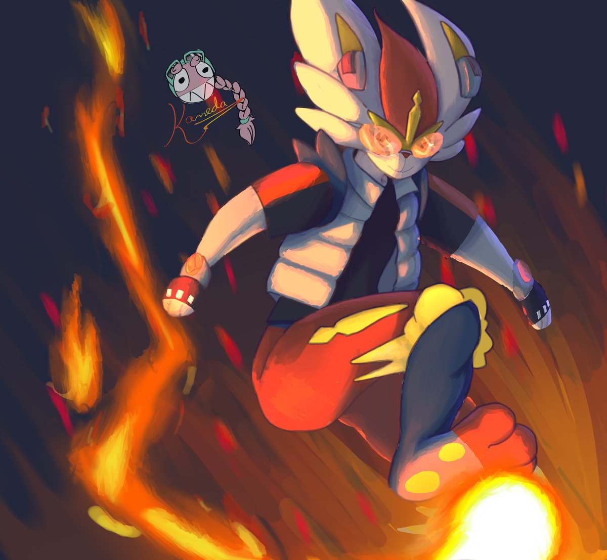 gift for <a href="/Kond0Y/">Kondo</a>, you deserve this

Cinderace with Shirako clothes from AcceleRacers 🐰🔥🛞
#Pokemon #digitalart #Cinderace