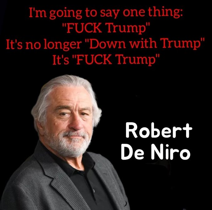 If you agree with Robert De Niro, drop a like 👍 and repost! 📫 "FUCK TRUMP"!