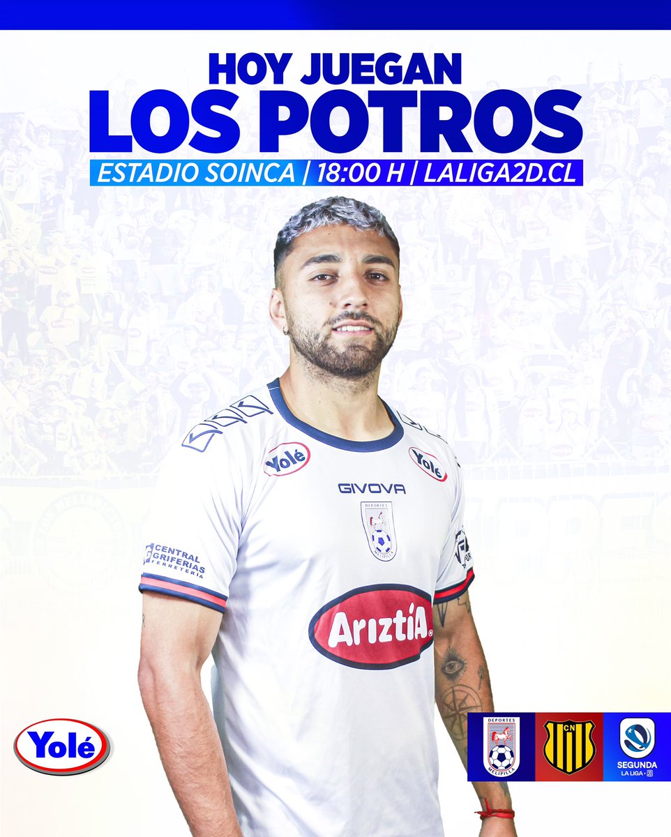 cdmelipilla's tweet photo. 𝐇𝐎𝐘 𝐉𝐔𝐄𝐆𝐀𝐍 𝐋𝐎𝐒 𝐏𝐎𝐓𝐑𝐎𝐒 🤍💙

🤩 Este sábado a las 18:00 horas, Deportes Melipilla recibe a Concón National por la segunda fecha de la Segunda División. 

#VamosMelipilla https://t.co/Xeq1mP1oTM