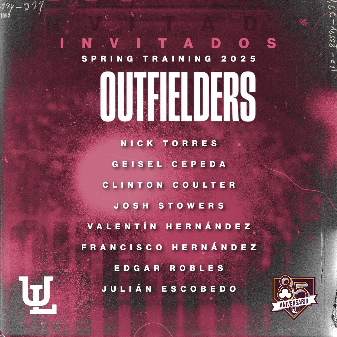 AlgodonerosUL's tweet image. Esta es nuestra lista de invitados a nuestro #SpringTrainingUL de cara a la temporada 2025 😎👊🏻

Preparándonos con todo para celebrar nuestro #85Aniversario 🤩