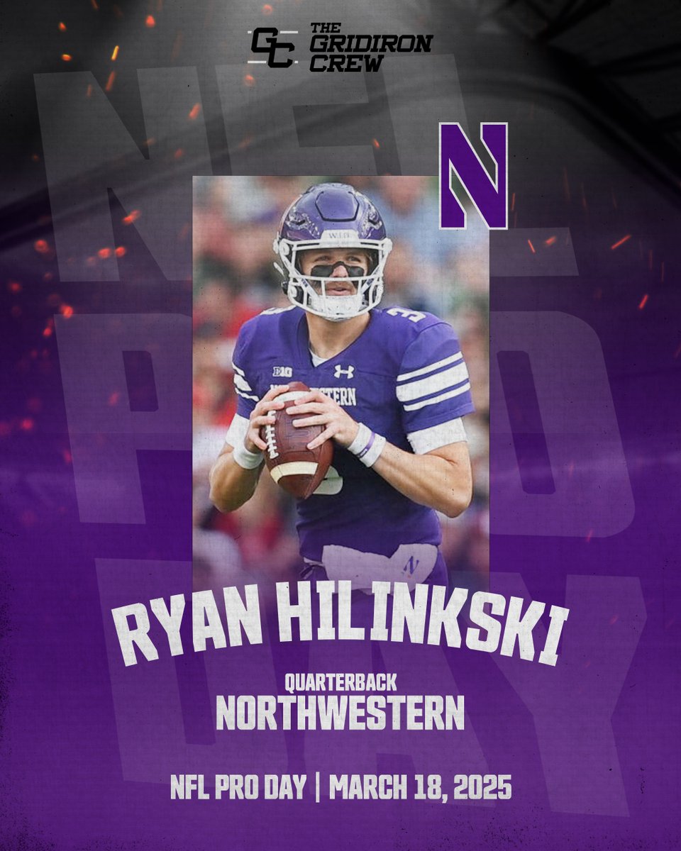 Mark your Calendar 🗓️ #TGCathlete <a href="/ryan_hilinski/">Ryan Hilinski</a> will be showcasing his skills at Northwestern’s NFL Pro Day on March 18th. It’s his time to shine!
 
#TheGridironCrew #NFL #NFLDraft #ProDay