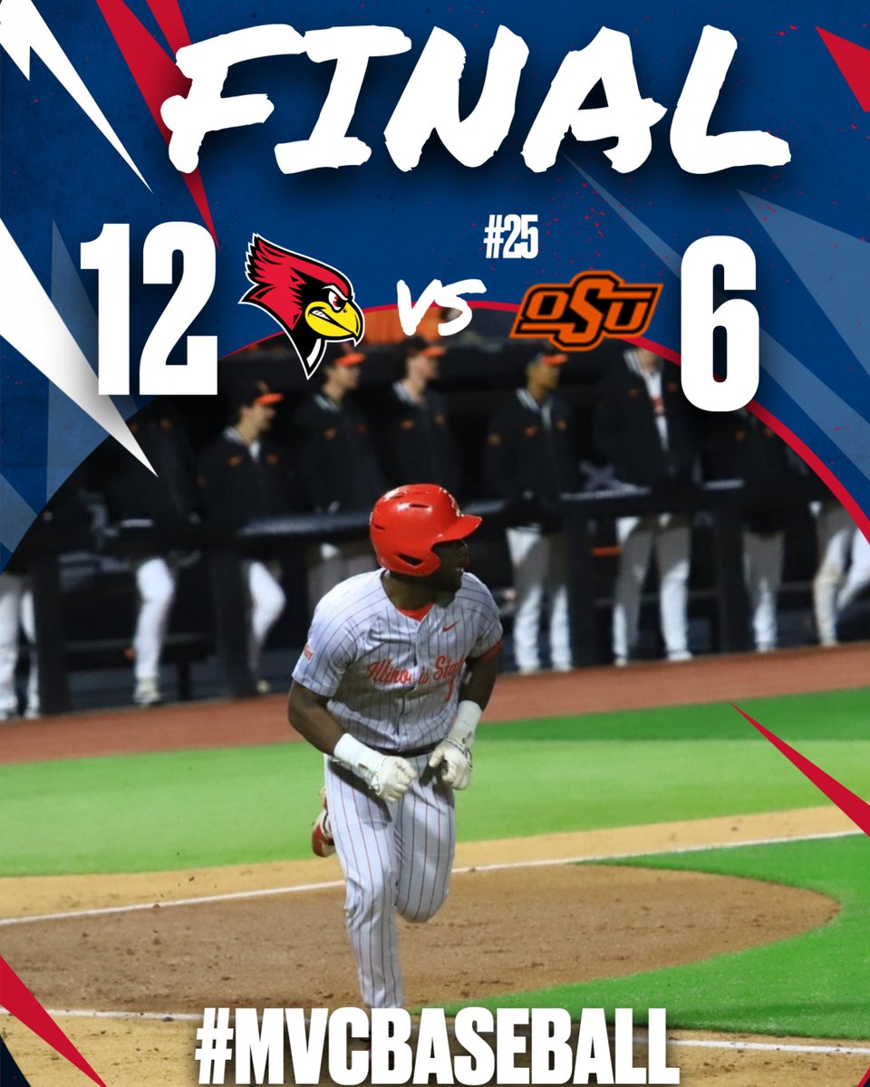 DOWN GOES NO. 25‼️

<a href="/RedbirdBaseball/">Illinois State Baseball</a> soar to a victory against No. 25 ranked Oklahoma State ‼️

#MVCBaseball