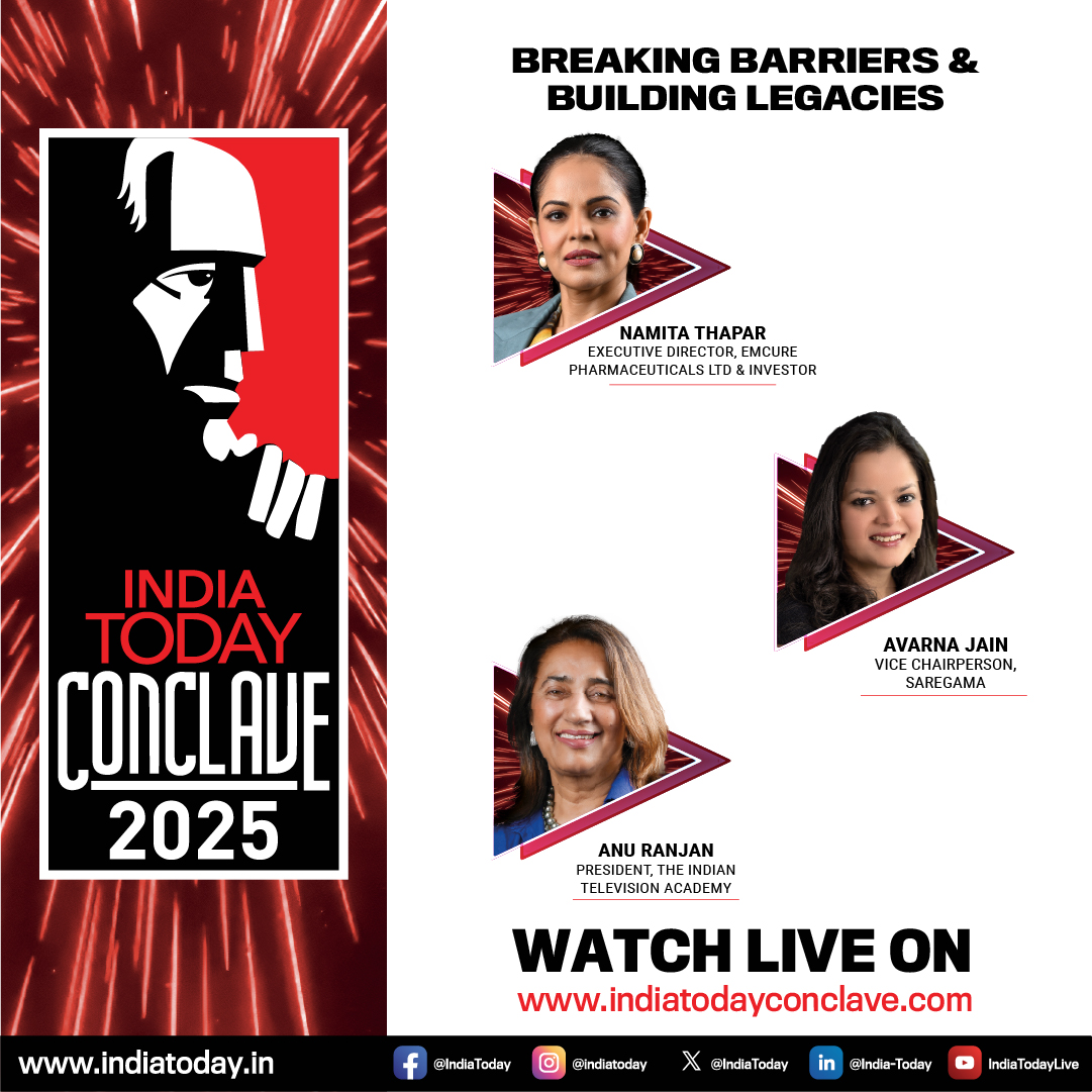 IndiaToday (@indiatoday) on Twitter photo Join us as industry trailblazers <a href="/namitathapar/">Namita</a>, <a href="/anuranjan1010/">Anu Ranjan</a> and Avarna Jain share powerful insights on leadership, resilience, and success. Catch this powerful session LIVE at 11.30 AM! 
#IndiaTodayConclave25 Join us as industry trailblazers <a href="/namitathapar/">Namita</a>, <a href="/anuranjan1010/">Anu Ranjan</a> and Avarna Jain share powerful insights on leadership, resilience, and success. Catch this powerful session LIVE at 11.30 AM! 
#IndiaTodayConclave25