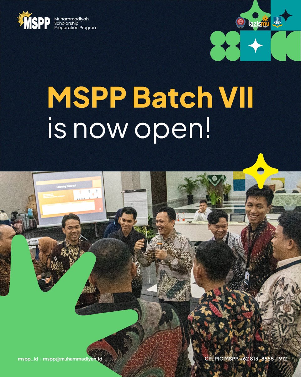 ScholarshipMu's tweet photo. MSPP Batch VII sudah dibuka!  

Siapa yang sudah menunggu Muhammadiyah Scholarship Preparation Program (MSPP) Batch VII?

@MSPP_ID https://t.co/dsstvTChOZ