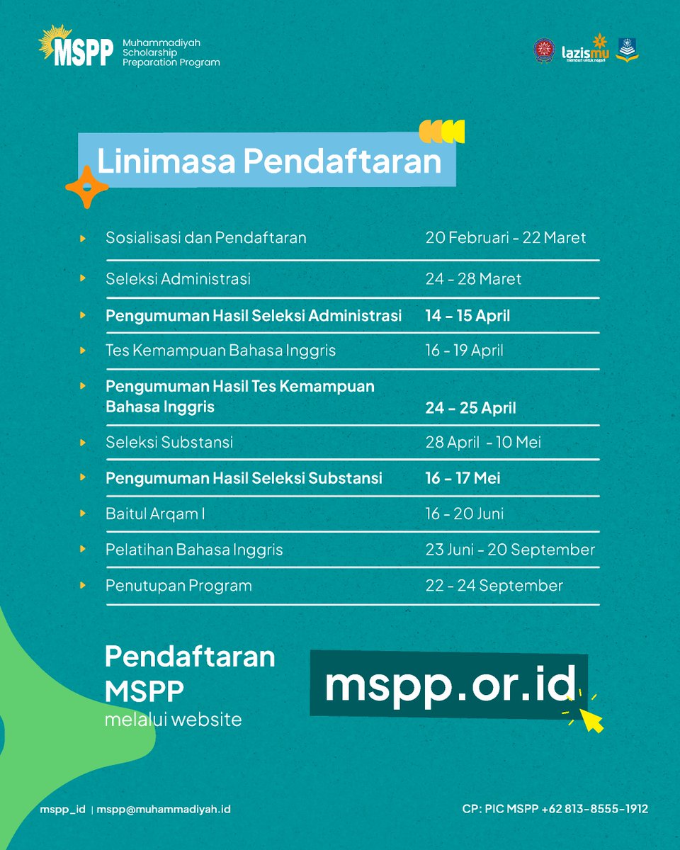 ScholarshipMu's tweet photo. MSPP Batch VII sudah dibuka!  

Siapa yang sudah menunggu Muhammadiyah Scholarship Preparation Program (MSPP) Batch VII?

@MSPP_ID https://t.co/dsstvTChOZ
