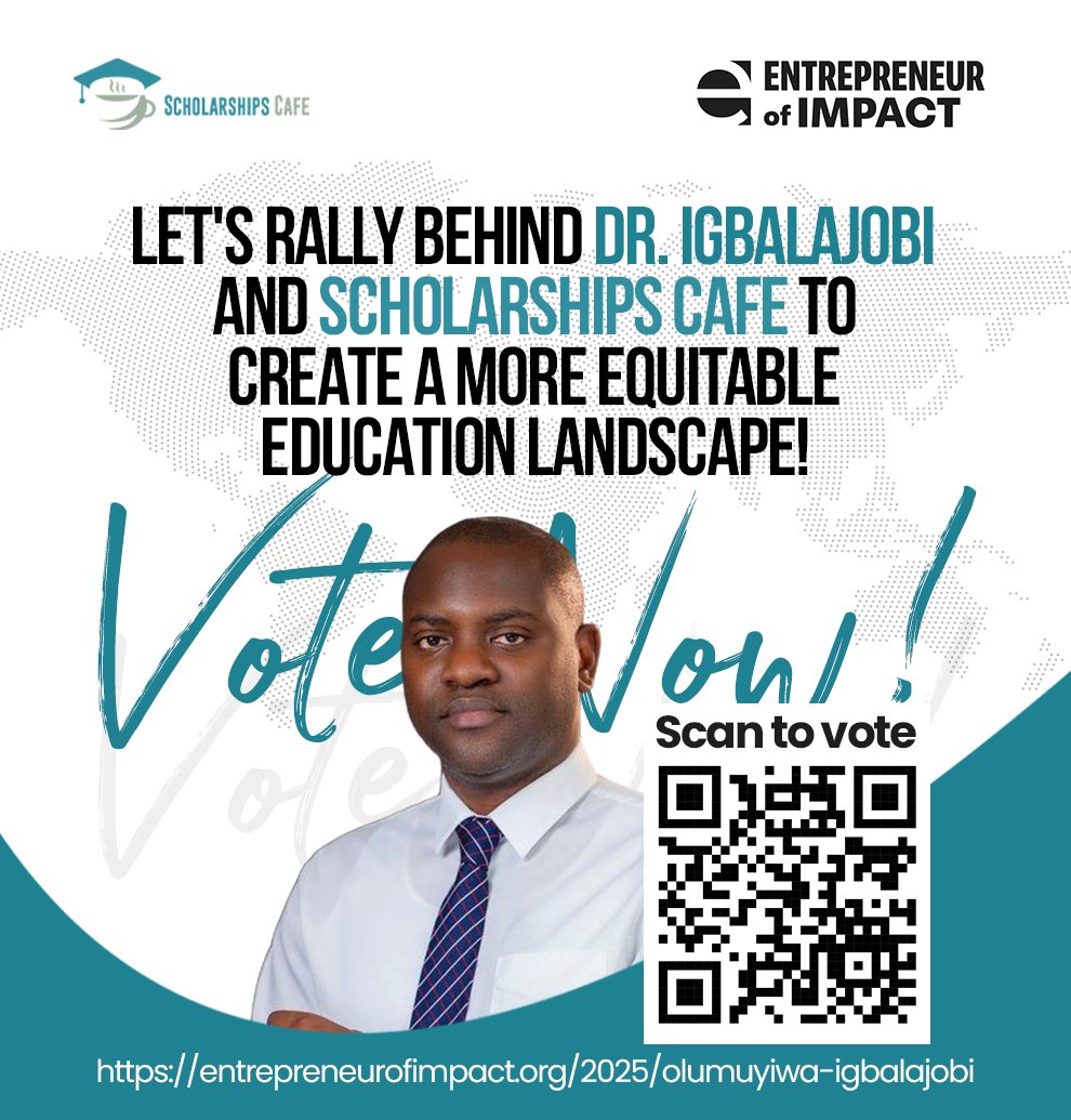 Quarterfinals - Day 6: Help Me Become the Entrepreneur of Impact, Feature in Forbes, and Win $25,000!

Your vote can make a huge difference! Vote daily and share with your friends to support this journey: entrepreneurofimpact.org/2025/olumuyiwa…

This week has been amazing in our community, with