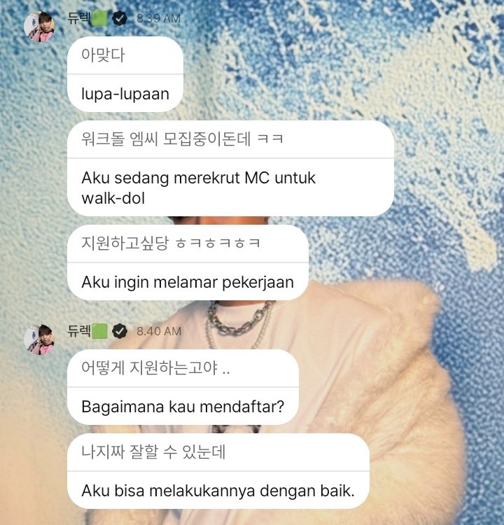 duranghae_'s tweet photo. Xbliss,
ini bapak ketua ngode minta di rekomendasiin jadi MC  워크돌 (Workdol) dr JTBC
Cara rekomendasiin nya cukup pake hastag #워크돌4_MC_추천 (kalo bisa pake bakor)  pake papago 😭

@rayppomi @lexseuu @S_viera5 @zodugirl @nadudulaye @dudulutulutu16 @Vivi16161616 

#lex #렉스 https://t.co/sIotviF8Ao