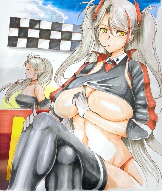 #アナログイラスト 
アズレンのプリンツオイゲン 