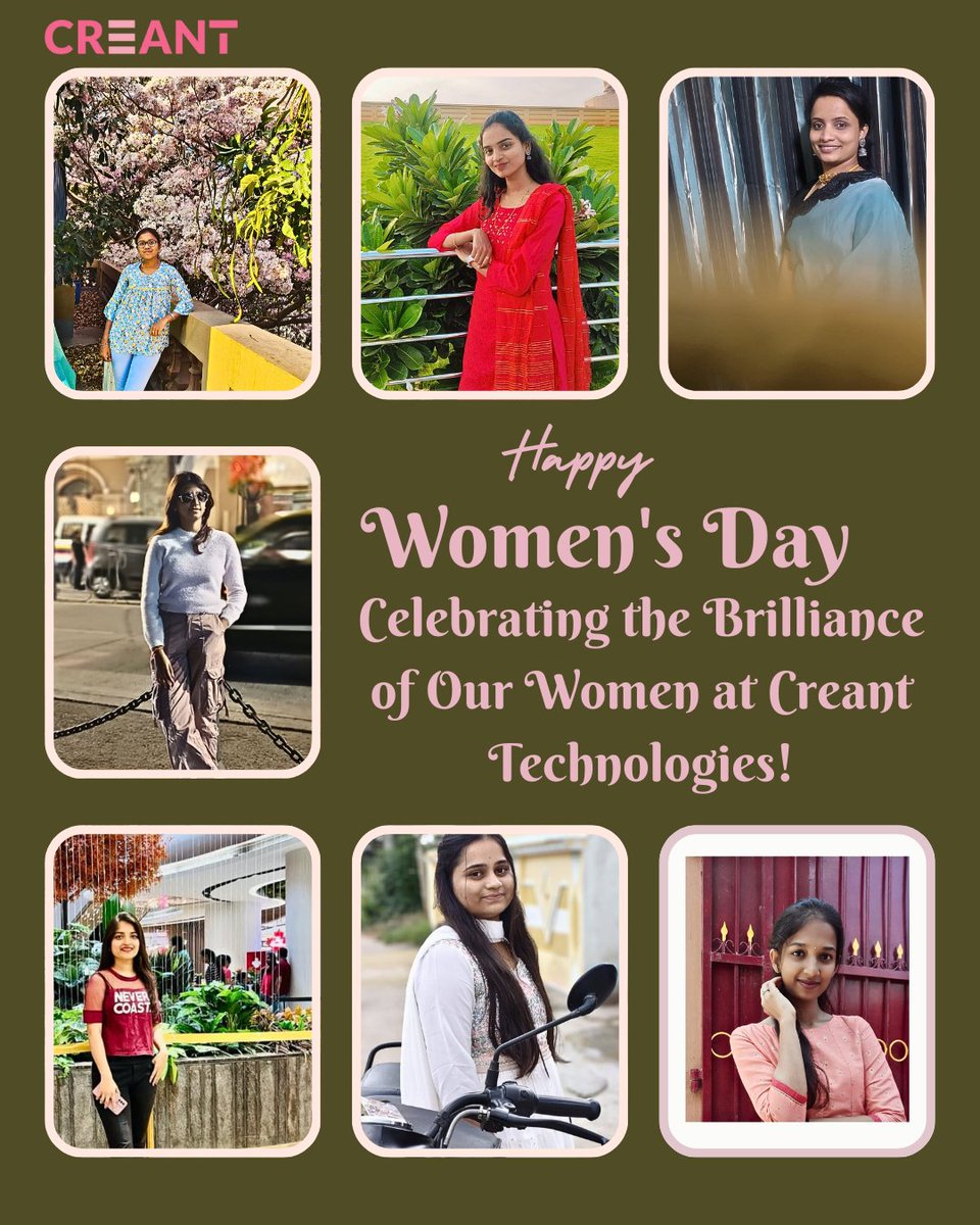 CreantTech's tweet image. Meet the incredible women who power innovation at Creant! 💡 
Thank you for breaking barriers, leading fearlessly, and shaping the future of tech with us. Here’s to soaring higher, together! 🚀
#WomenAtCreant #TechTrailblazers #EmpowermentInAction #InnovationWithImpact
