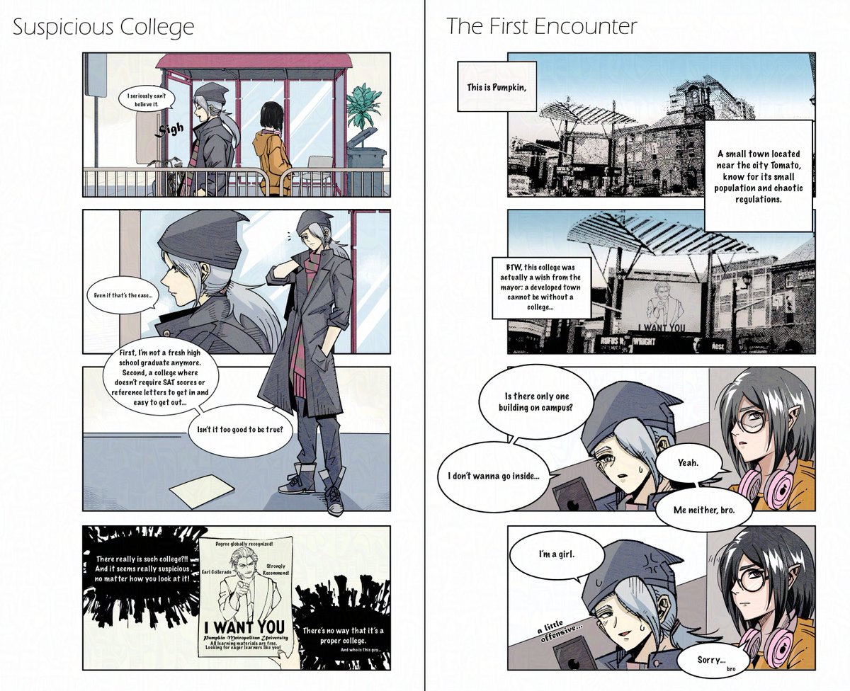 Planning to just snag a diploma and coast through life, but the only offer I got seems suspicious! And my alumna-and even the dean-are even stranger! Original Manga. #NonhumanCollege
(I tried my best... not sure how to write something 'll catch on... please check out the manga!
