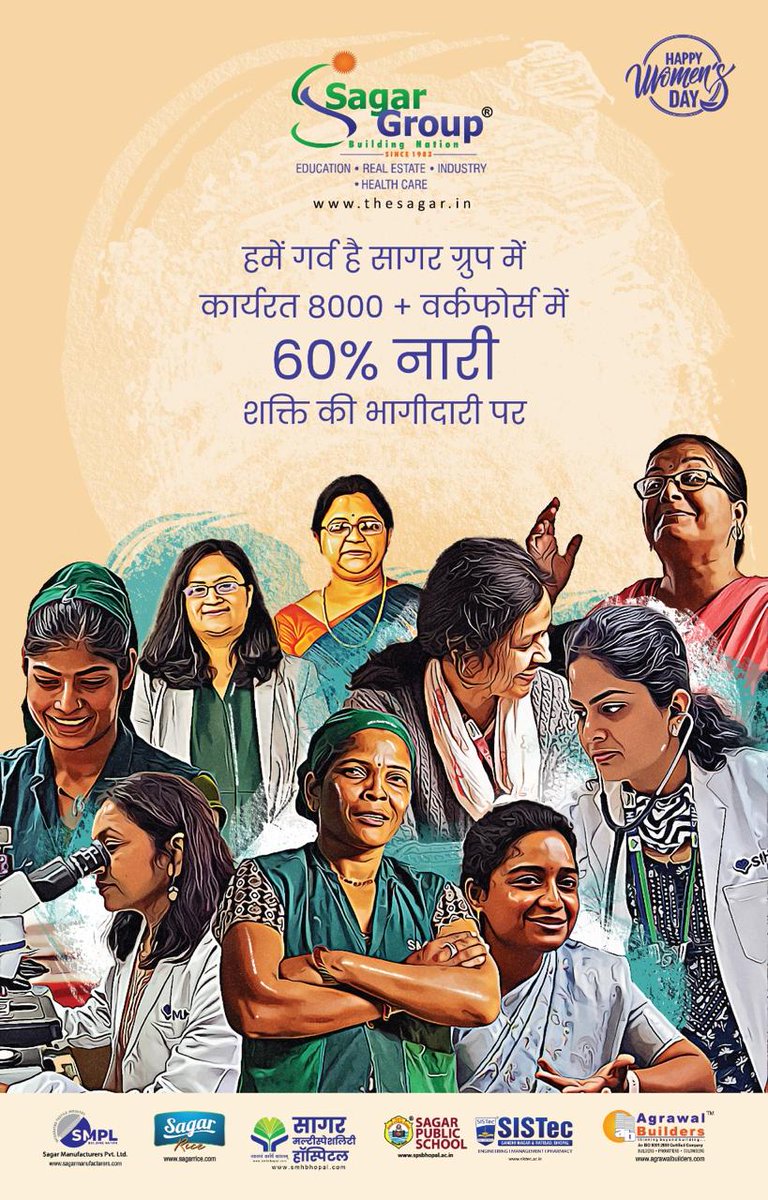 thesagargroup's tweet photo. हमें गर्व है कि सागर ग्रुप में कार्यरत 8000+ वर्कफोर्स में 60% नारी शक्ति की भागीदारी है।
इस महिला दिवस पर, हम हर उस महिला को सलाम करते हैं जो समाज, परिवार और कार्यस्थल पर अपनी अद्भुत भूमिका निभा रही है।
#WomenEmpowerment #SagarGroup #HappyWomensDay #InternationalWomensDay https://t.co/JJANMhHuaQ