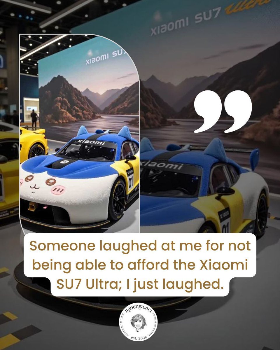 ngocngadotnet's tweet image. 😎😂📱 #StayUnbothered #SavageResponse #Confidence
Yǒu rén xiào wǒ mǎi bù qǐ Xiǎo mǐ SU7 Ultra, wǒ xiào le.
#1quotein3languages #chineselanguage #learnchinese #learnmandarin #studychinese #chinesewords #putonghua #weibo #chinese #mandarin #pinyin #quotes
ngocnga.net/stay-unbothere…