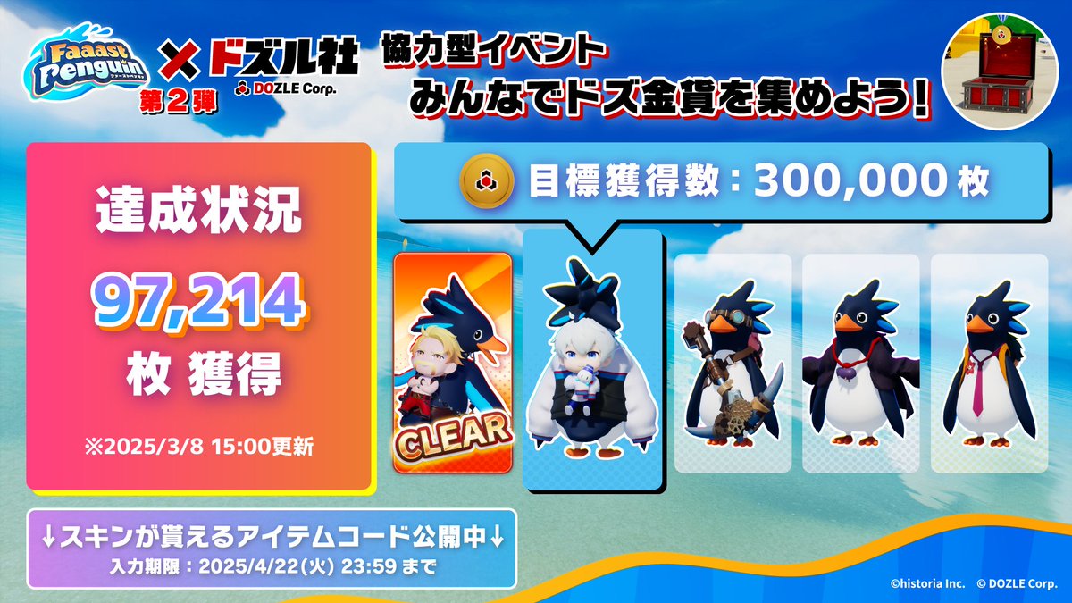 目標獲得数50,000枚を達成しました！🎉 アイテムコード