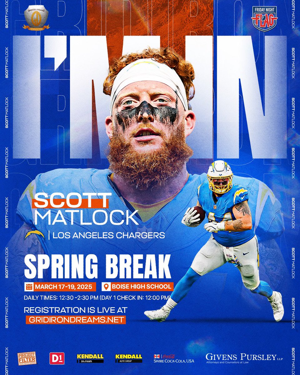 Pumped to be back home and coaching at the Spring Break Kickoff Camp with Gridiron Dreams! Hope to see you all there! 
Go Bolts ⚡️

Spots are limited to Sign up at GridironDreams.net!