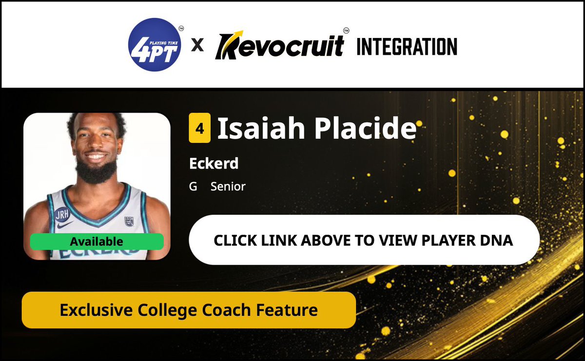 CBB Transfer Portal Spotlight

Isaiah Placide
6'4" 200
Guard
Eckerd 

2024-25 Stats (28 Games):
📊 20.1 PPG, 4.1 RPG, 1.2 APG, 35.0 3P%

Coach Exclusive Revocruit Player DNA:
🔗 applink.revocruitathlete.com/player/26322

#TP4PT #TransferPortal