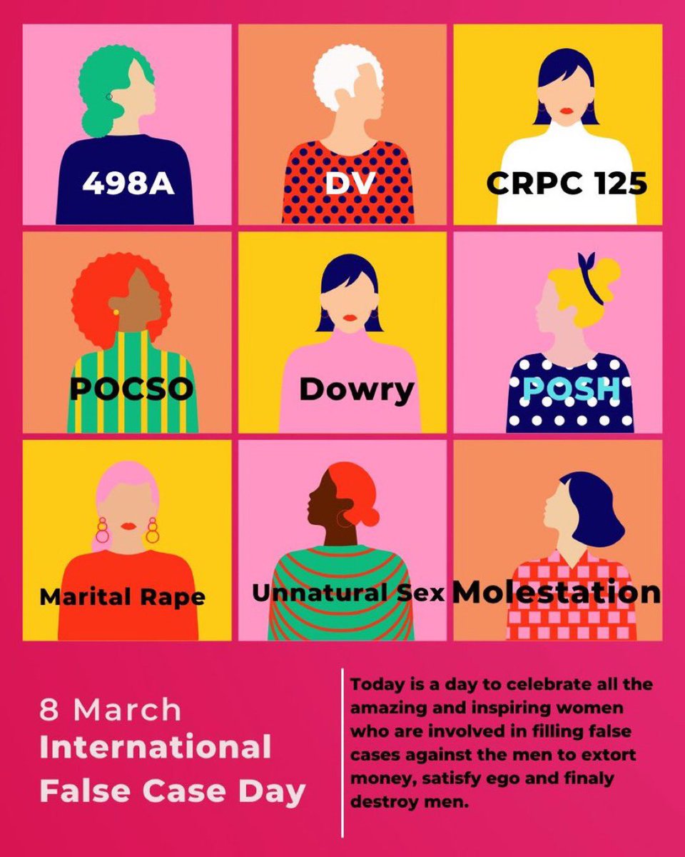 On this Women's Day, say no to false cases, broken families and fatherless children. 

#InternationalWomensDay #FalseCasesDay #JusticeIsDue