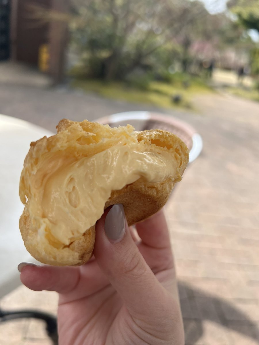 rukihenrietta's tweet photo. 昨日インしてる時にシュークリームの話になって我慢できなくて買っちゃった。昔ながらのぽってり系カスタード。 https://t.co/pmNyTazxBW
