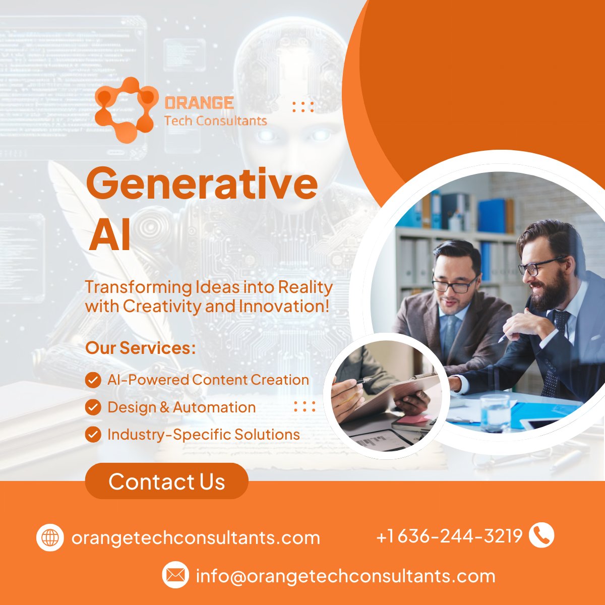 OTechConsults's tweet image. 🔓 Unlock the Power of Generative AI!
We at Orange Tech Consultants help turn ideas into reality with the latest in AI innovation and automation.

#GenerativeAI #ArtificialIntelligence #OrangeTech #consultations #business #training #education
