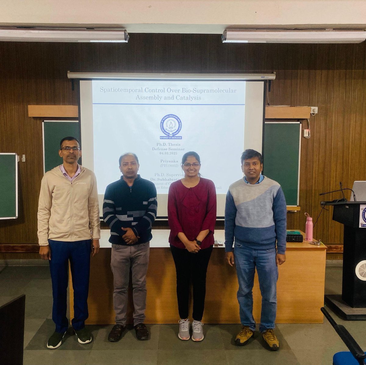 Subhachem's tweet image. Congratulations @priya_bhalwal for your successful completion of PhD thesis from @DCS_IISERMOHALI . Thanks @debapratim_iitg for conducting the viva and thought-provoking discussion. Also thanks to @RKR_polym @SANTANU03277687 for being her committee members.
