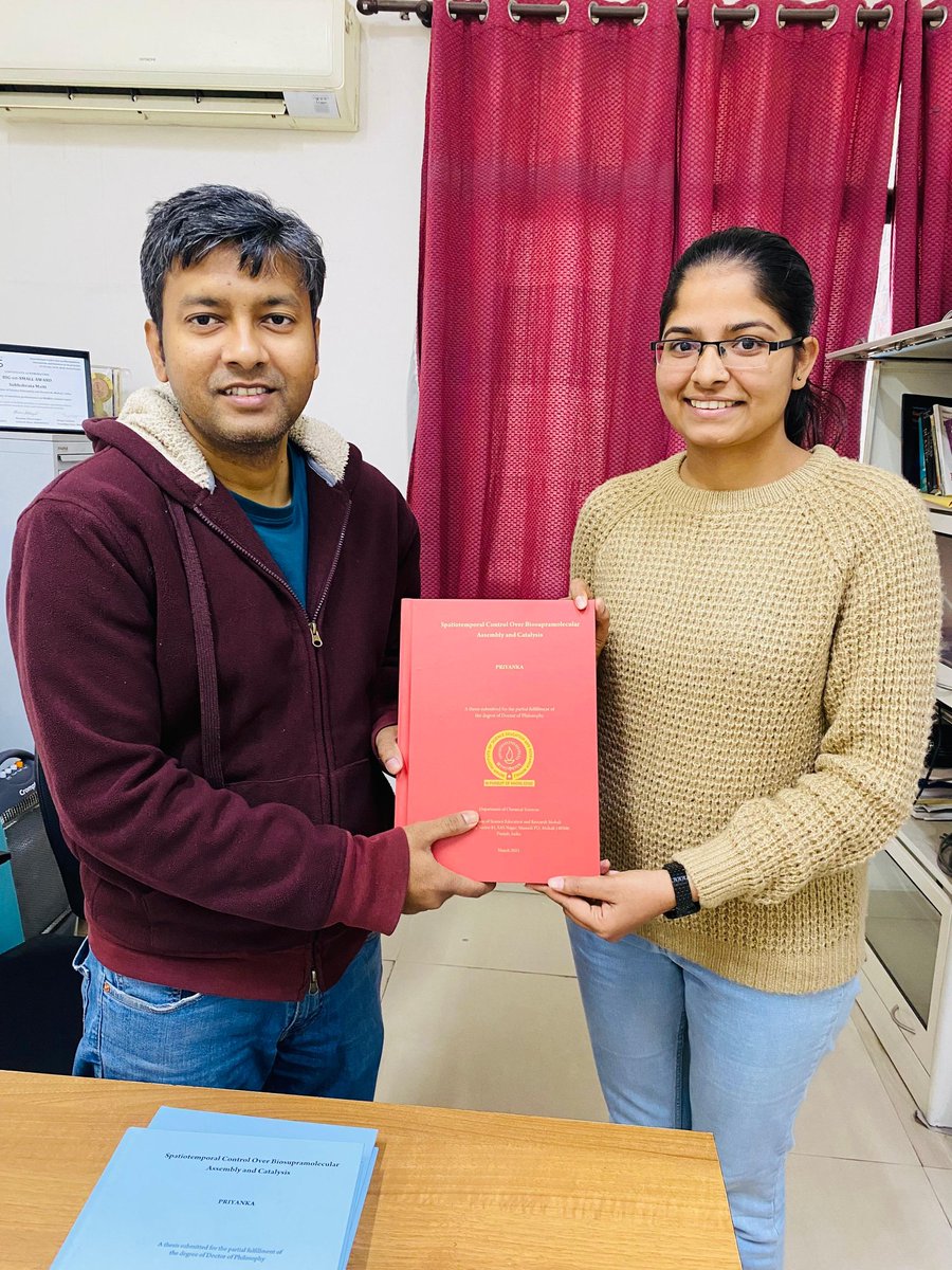 Subhachem's tweet image. Congratulations @priya_bhalwal for your successful completion of PhD thesis from @DCS_IISERMOHALI . Thanks @debapratim_iitg for conducting the viva and thought-provoking discussion. Also thanks to @RKR_polym @SANTANU03277687 for being her committee members.